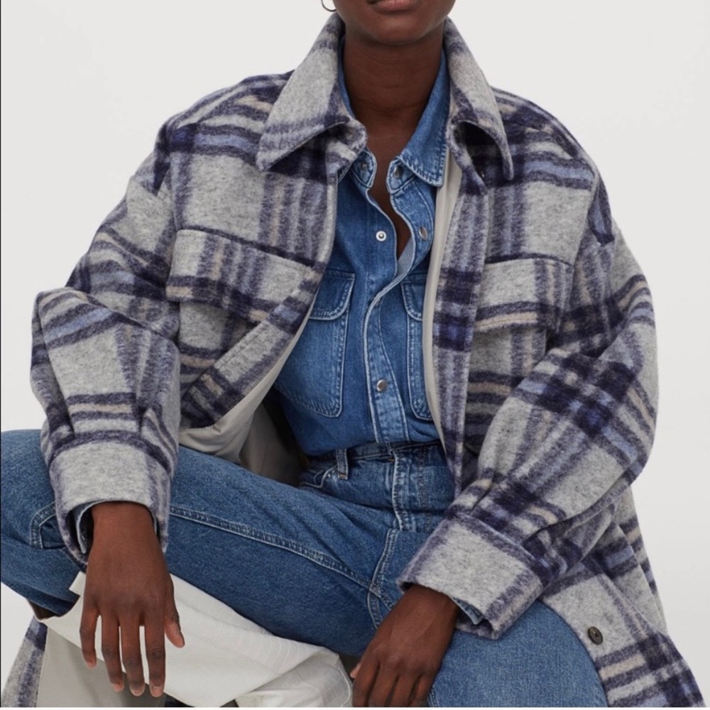 H&M Plaid Shacket Jacket Coat